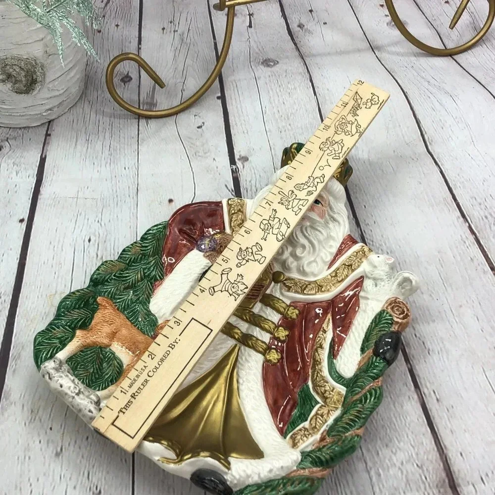 vintage omnibus 1995 fitz and floyd santa serving bowl Christmas holiday